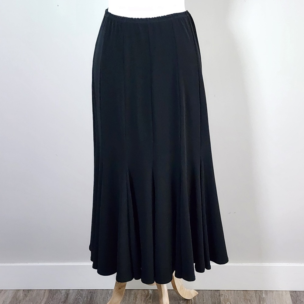 Tango Mango Godet Maxi Skirt Womens 4 Black Elastic Waist Goth Witchy Whimsigoth